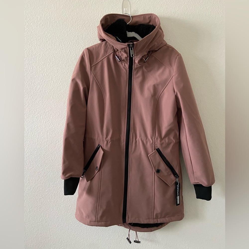Dusty Rose/Mauve Calvin Klein Winter Water Resistant Coat Multiple Pockets Hood